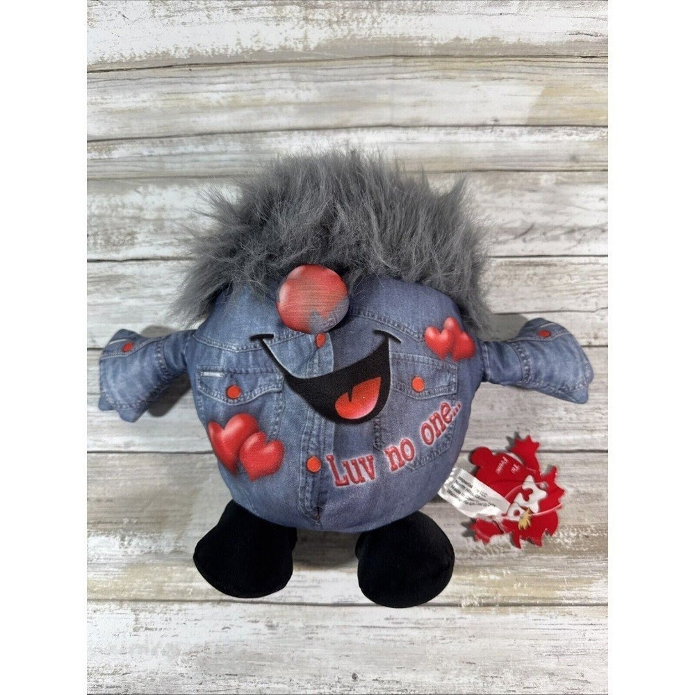 Luv No One Microbead Blue Jean Red Hearts Plush Stuffed Toy Character 9" Squish